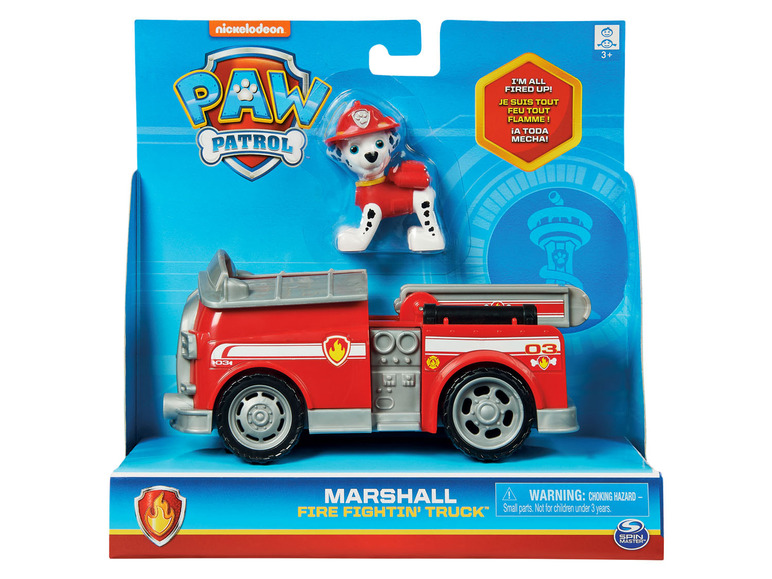 Paw Patrol Marshall Spielzeug, Feuerwehrauto und Figur.