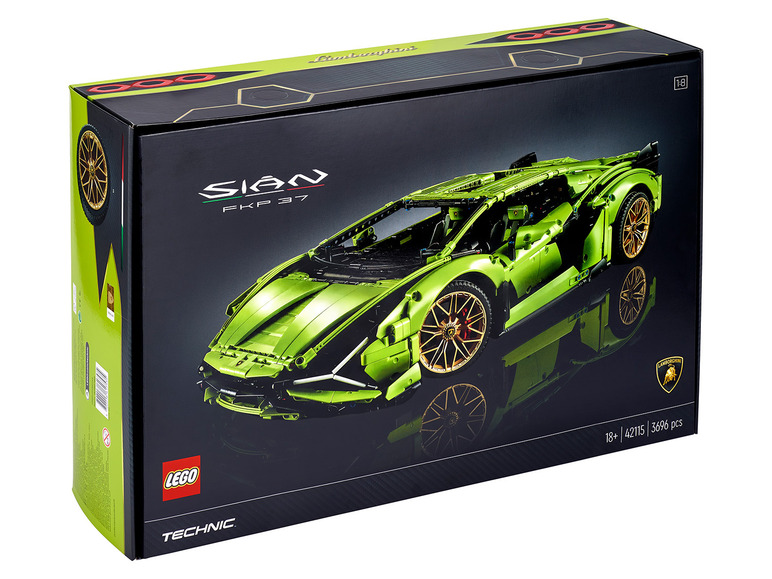 Lego Technic Set mit einem grünen Lamborghini Sian