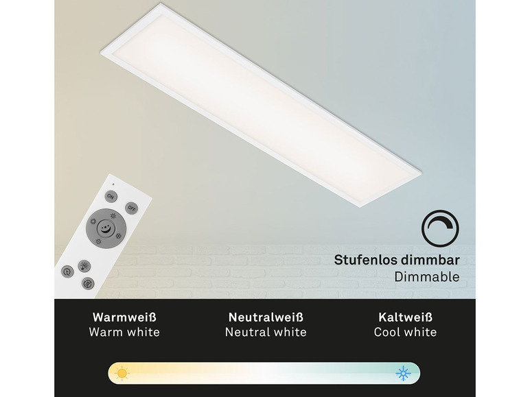 Briloner LED Decken-Panel, dimmbar, Farbtemperatursteuerung 1 x 0,25m