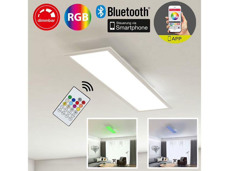 Gehe zu Vollbildansicht: Briloner RGB LED Decken-Panel, inkl. Fernbedienung und App Steuerung, dimmbar, Farbtemperatursteuerung - Bild 2