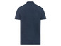 Ein dunkelblaues Poloshirt mit kurzen Ärmeln.