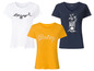 Drei T-Shirts mit verschiedenen Prints: 'Life is good', 'Daisy' und Blumen im Topf.