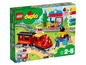 LEGO Duplo Dampflokomotive mit Push-and-go-Motor, Waggon und Figuren.