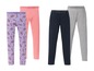 Drei Leggings: eine rosa, eine grau und eine mit lila Muster und dem Schriftzug 'good vibes'.