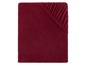 Ein dunkelrotes Fleece-Spannbettlaken.