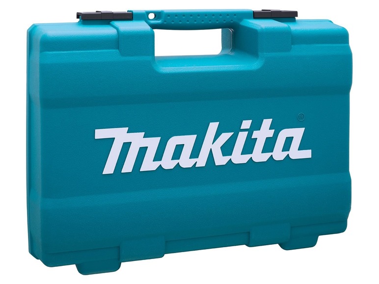 Eine türkisfarbene Werkzeugkiste von Makita.