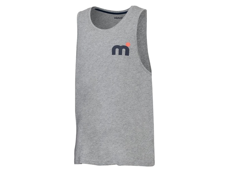 Ein graues Tanktop mit dem Mistral-Logo.