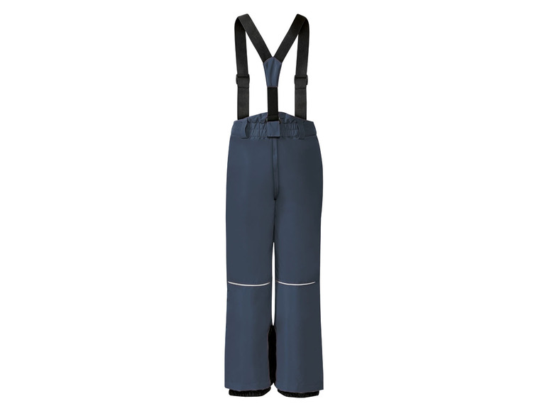Dunkelblaue wasserdichte Hose mit Hosenträgern für Kinder.