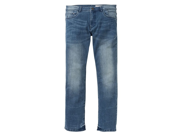 Gehe zu Vollbildansicht: LIVERGY® Jeans Herren, Straight Fit, in Used-Optik, Mit Knopfverschluss - Bild 2