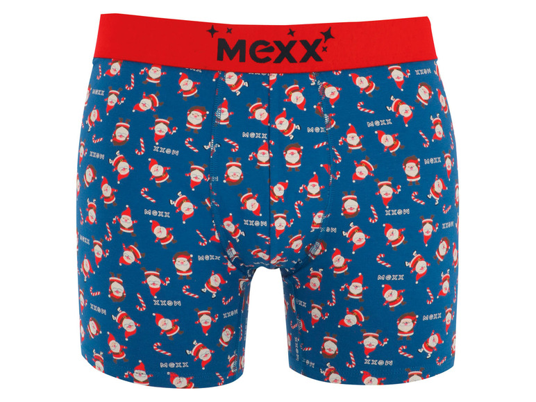 Blaue Boxershorts mit Weihnachtsmann-Motiv von Mexx.