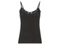 Schwarzes Tanktop mit Spitzenbesatz.