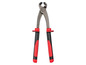 Eine Zange mit roten Griffen.