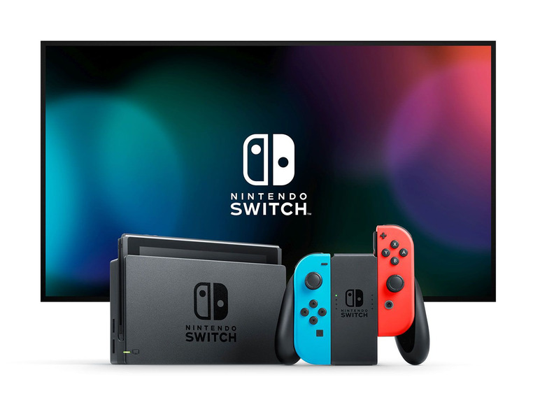 Gehe zu Vollbildansicht: Nintendo Switch Konsole, mit Joy-Con-Controllern, in Neonfarben - Bild 2