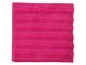 Ein rosa Handtuch mit Streifen.