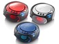 Drei Lenco CD-Player mit Bluetooth, in Rot, Silber und Blau.