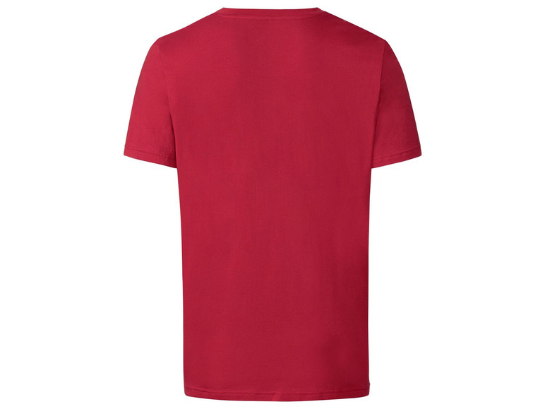 Ein rotes T-Shirt mit kurzen Ärmeln.