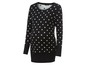 Schwarzer Pullover mit weißen Punkten für Schwangere.