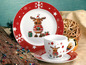 Weihnachtsgeschirr mit Rentiermotiv.