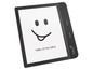 Ein schwarzer Tolino E-Reader mit einem Smiley auf dem Bildschirm.