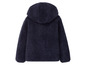 Eine dunkelblaue Fleecejacke mit Kapuze.