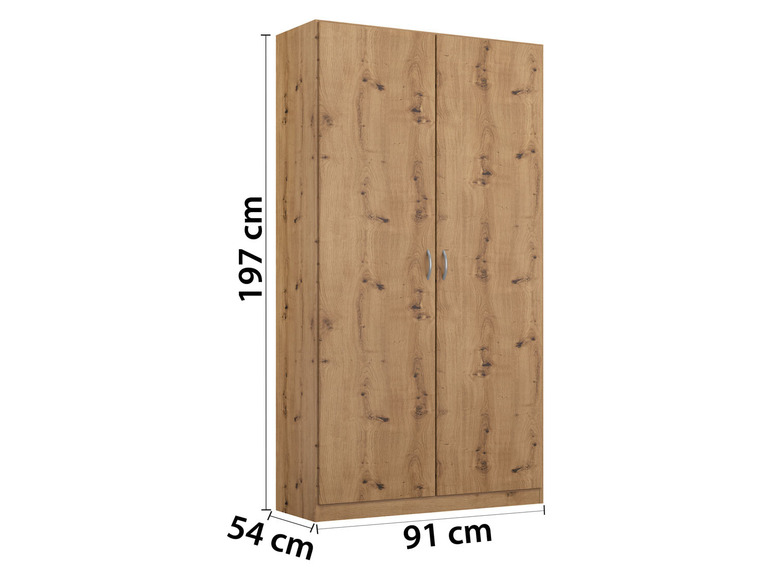 Ein Holzkasten mit zwei Türen.