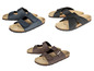 Sommerliche Sandalen für Herren in Blau, Schwarz und Braun.