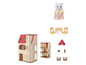 Ein Spielhaus mit Möbeln und einer Calico-Katzenfigur von Sylvanian Families.