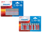 Zwei Packungen mit 20 Philips Power Alkaline AA- und AAA-Batterien.