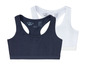 Zwei Sport-BHs von Pepperts in dunkelblau und weiß.