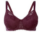Ein burgunderfarbener BH mit Spitze