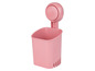 Ein rosa Badezimmerorganizer mit Saugnapf.
