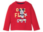 Rotes Langarmshirt mit Mickey Mouse Druck.