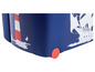 Eine blaue Aufbewahrungsbox mit Rädern und maritimen Thema.