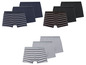 Drei Paar Boxershorts mit Streifen und einfarbigen Farben.