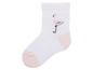 Weißer Socken mit rosafarbenem Flamingo-Motiv.