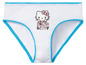 Weiße Hello Kitty Unterhose mit blauem Saum.