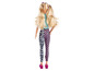 Barbie-Puppe mit Zebra- und Karomuster-Leggings.