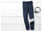 Dunkelblaue Jogginghose mit grauen und schwarzen Details.