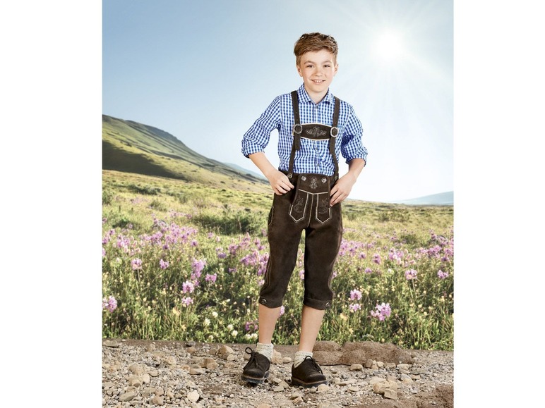 Gehe zu Vollbildansicht: PEPPERTS® Lederhose Kinder, mit verstellbaren Hosenträgern und Brustlatz, aus Veloursleder - Bild 5