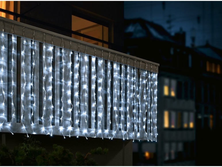 Gehe zu Vollbildansicht: MELINERA® LED Balkonvorhang, 2 x 1 m - Bild 3