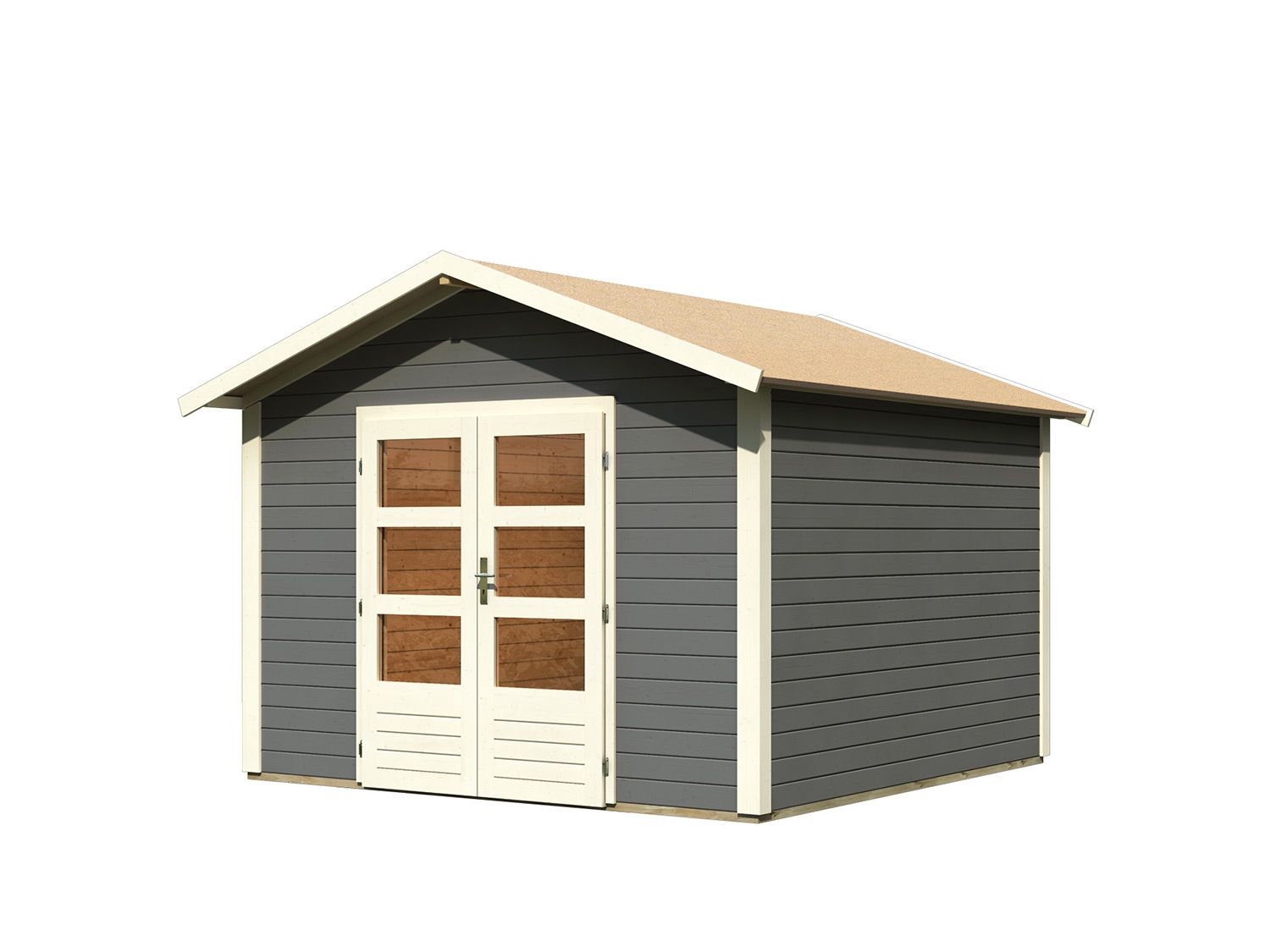 KARIBU Carlos Satteldach Gartenhaus (ohne Boden, terragrau, B 304 x H 238 x T 304) – Bild 2 von 4