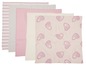 Vier Babydecken mit rosa Herzen