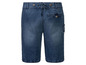 Blaue Jeans-Shorts mit dekorativen Nähten.