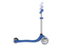 Ein blauer Roller mit drei Rädern für Kinder.