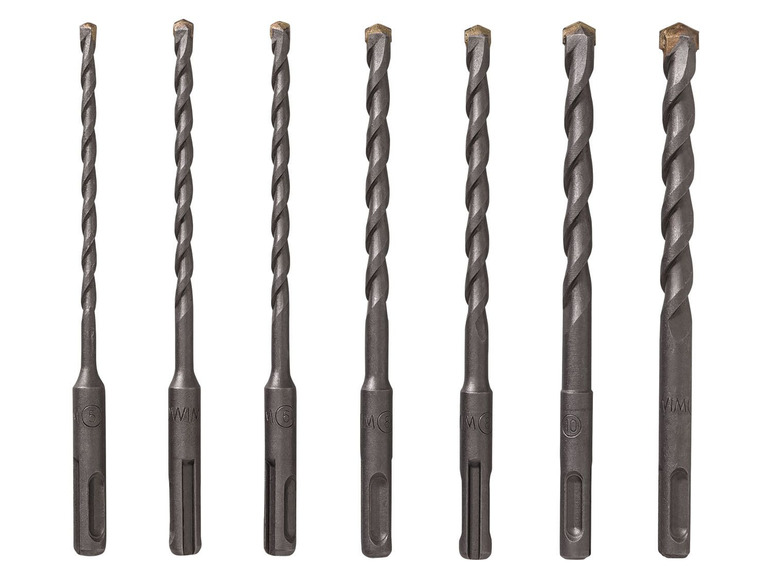 Ein Satz mit acht Bohrern für Beton.