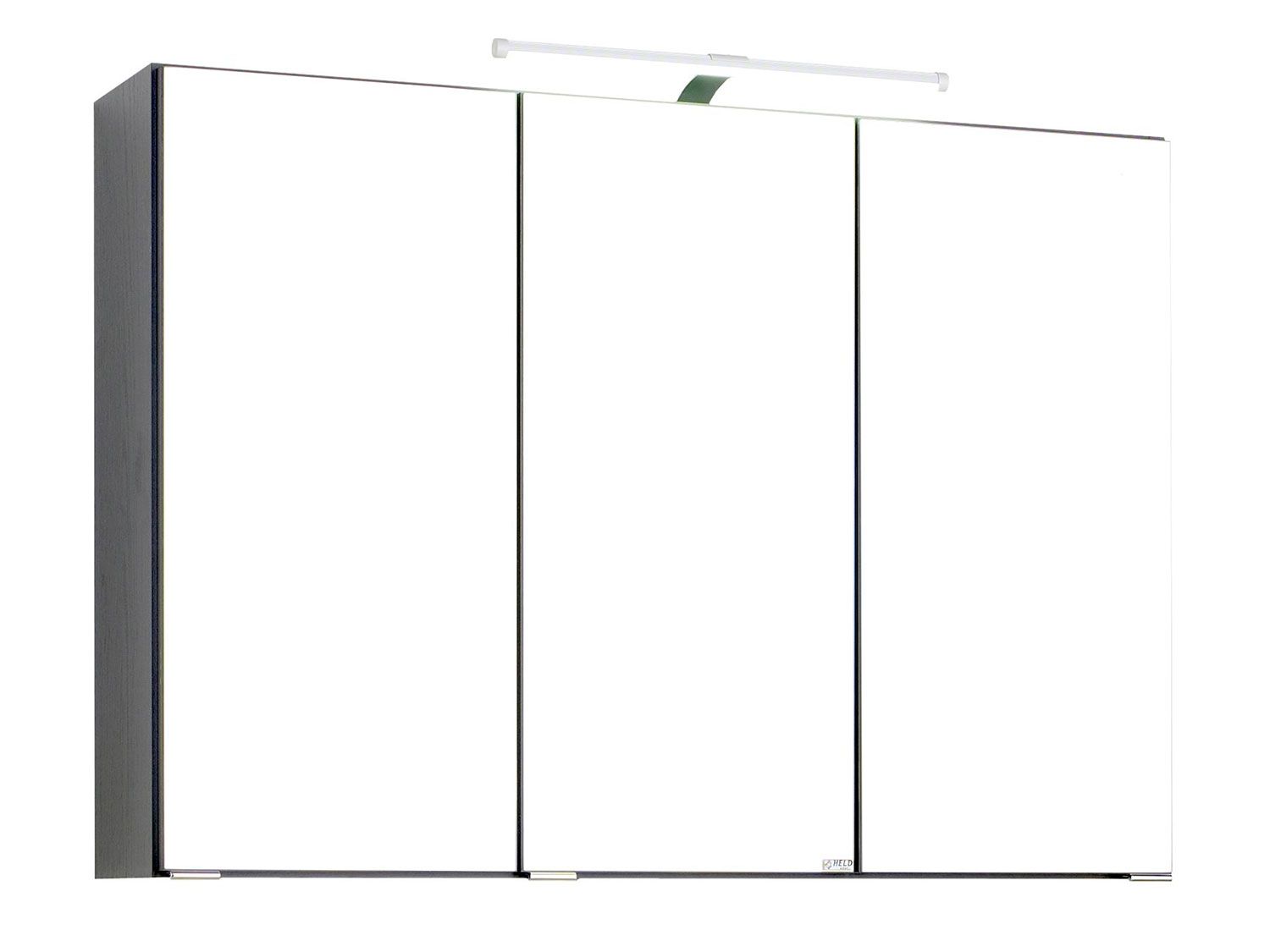 HELD Bologna 3D Spiegelschrank 60/70/80/90/100cm (LED Aufbauleuchte, Graphitgrau, 90 cm) | 04251639433455