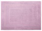 Lila Badezimmermatte mit einem dekorativen Randdesign.