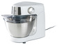 Eine weiße Kenwood Küchenmaschine mit einer silbernen Schüssel.