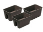 Drei braune Plastik-Pflanzkästen mit geflochtenem Design