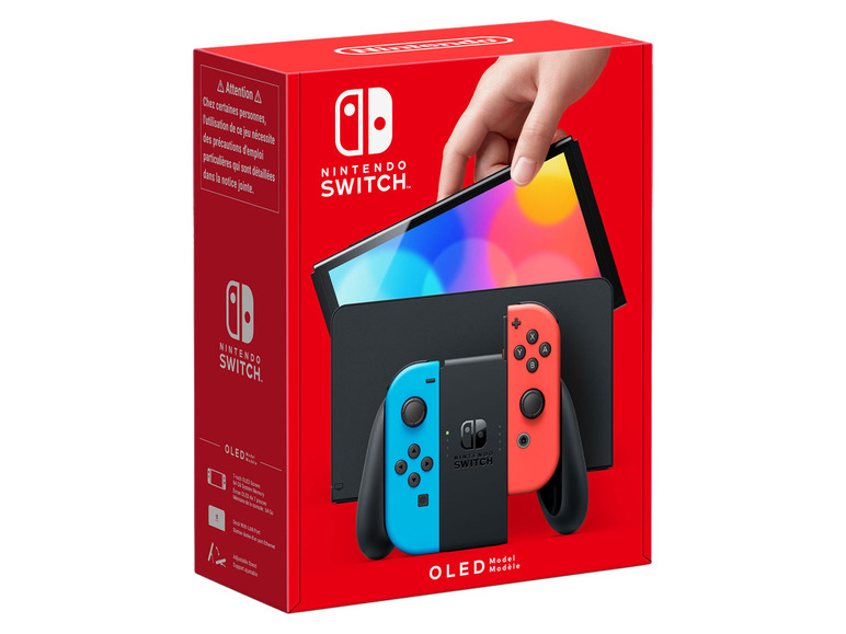 Gehe zu Vollbildansicht: Nintendo Switch (OLED-Modell) Neon-Rot/Neon-Blau - Bild 1